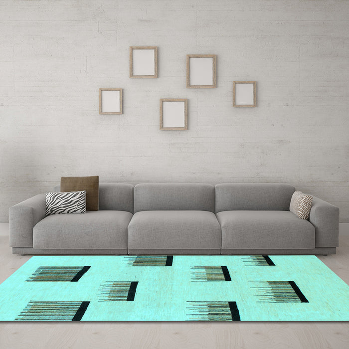 Machine Washable Solid Light Blue Modern Rug in a Living Room, wshabs1528lblu
