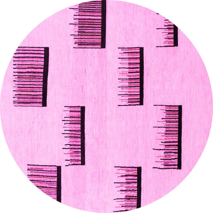 Round Machine Washable Solid Pink Modern Rug, wshabs1528pnk