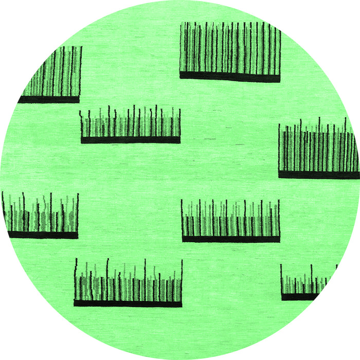 Round Machine Washable Solid Emerald Green Modern Area Rugs, wshabs1528emgrn