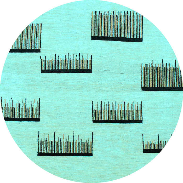 Round Machine Washable Solid Light Blue Modern Rug, wshabs1528lblu