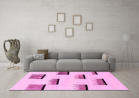 Machine Washable Solid Pink Modern Rug, wshabs1528pnk