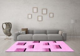 Machine Washable Solid Pink Modern Rug in a Living Room, wshabs1528pnk