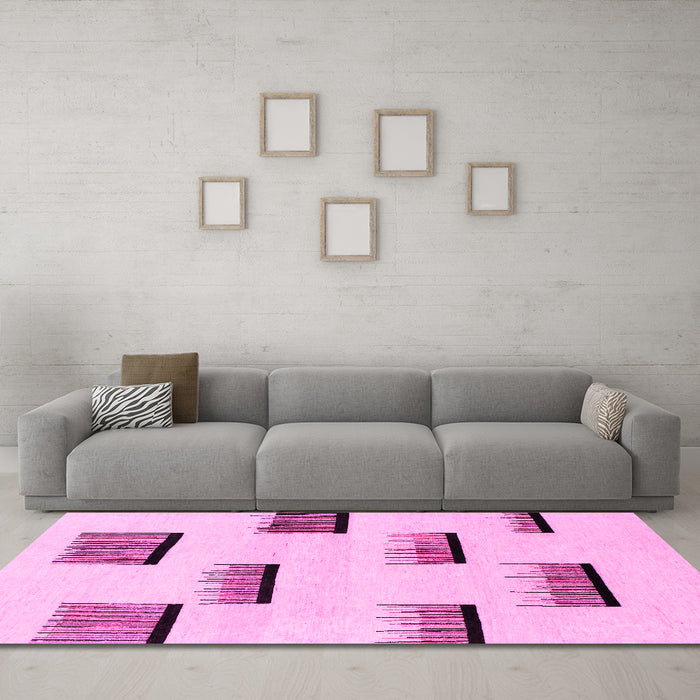 Machine Washable Solid Pink Modern Rug in a Living Room, wshabs1528pnk