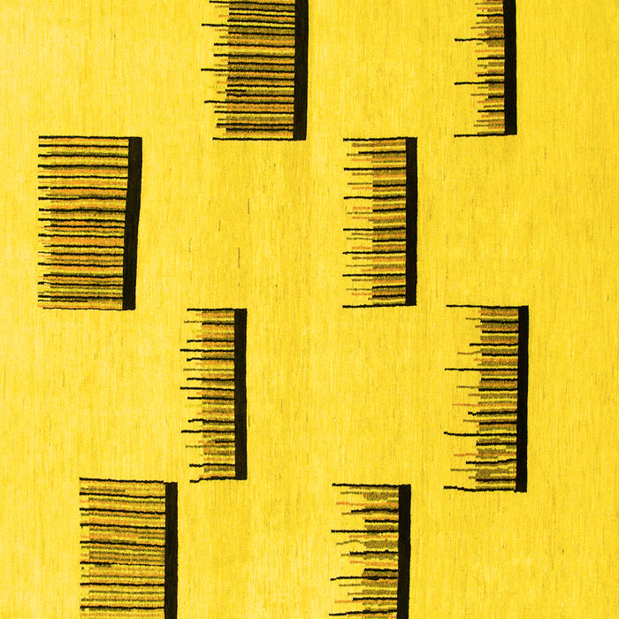 Square Machine Washable Solid Yellow Modern Rug, wshabs1528yw