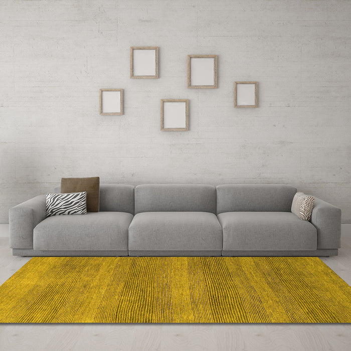 Machine Washable Abstract Yellow Modern Rug in a Living Room, wshabs1529yw