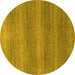 Round Machine Washable Abstract Yellow Modern Rug, wshabs1529yw