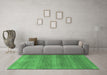 Machine Washable Abstract Emerald Green Modern Area Rugs in a Living Room,, wshabs1529emgrn