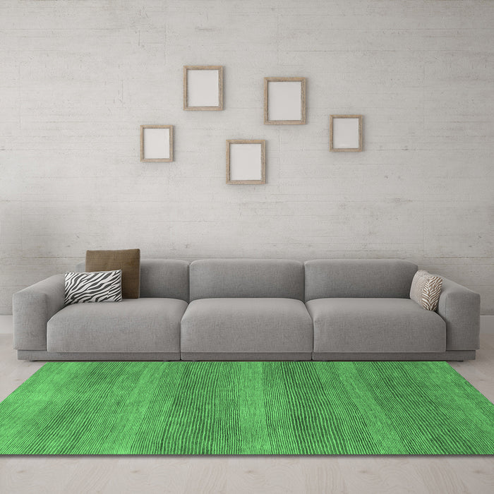 Machine Washable Abstract Emerald Green Modern Area Rugs in a Living Room,, wshabs1529emgrn