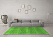 Machine Washable Abstract Green Modern Area Rugs in a Living Room,, wshabs1529grn