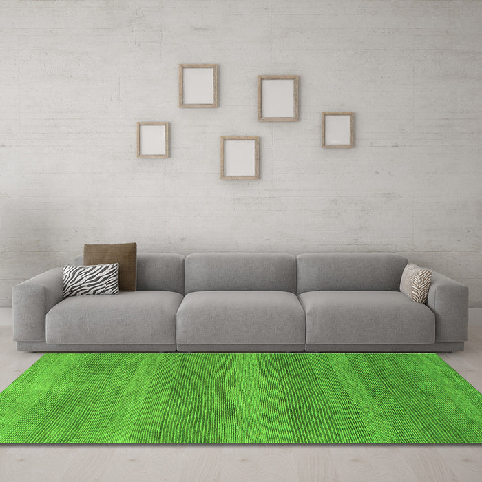 Machine Washable Abstract Green Modern Area Rugs in a Living Room,, wshabs1529grn