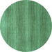 Round Abstract Turquoise Modern Rug, abs1529turq