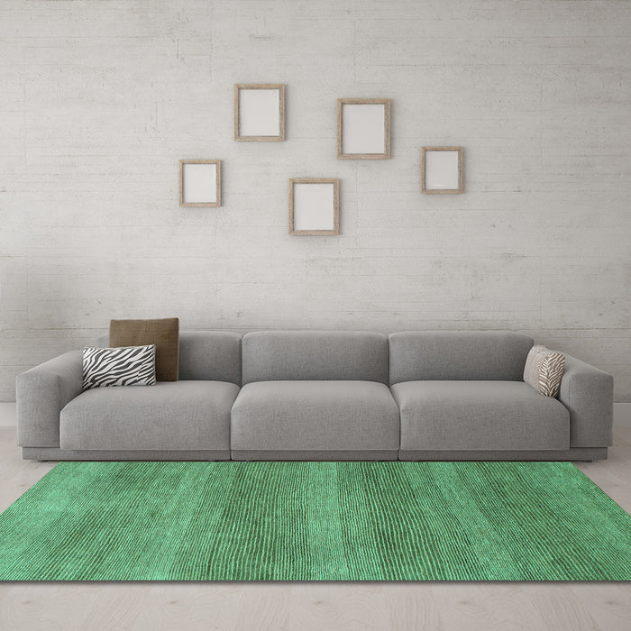Machine Washable Abstract Turquoise Modern Area Rugs in a Living Room,, wshabs1529turq