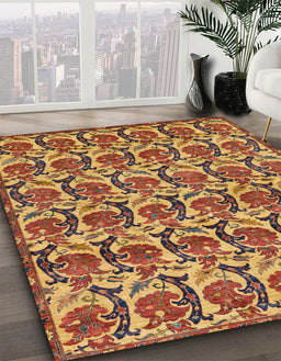 Machine Washable Abstract Fire Brick Red Rug in a Family Room, wshabs152