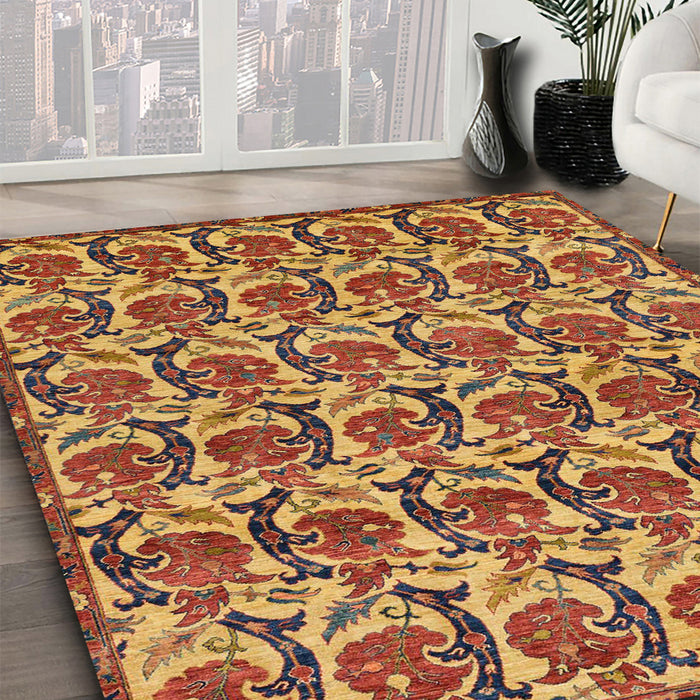 Machine Washable Abstract Fire Brick Red Rug in a Family Room, wshabs152