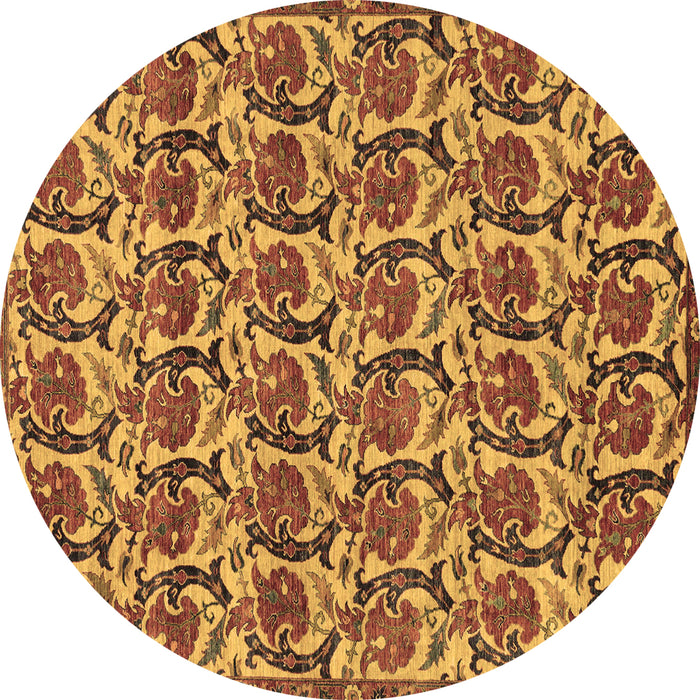 Round Machine Washable Abstract Brown Modern Rug, wshabs152brn