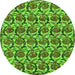 Round Machine Washable Abstract Green Modern Area Rugs, wshabs152grn