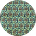 Round Machine Washable Abstract Light Blue Modern Rug, wshabs152lblu