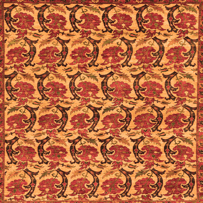 Square Machine Washable Abstract Orange Modern Area Rugs, wshabs152org