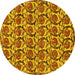 Round Abstract Yellow Modern Rug, abs152yw