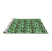 Sideview of Machine Washable Abstract Turquoise Modern Area Rugs, wshabs152turq