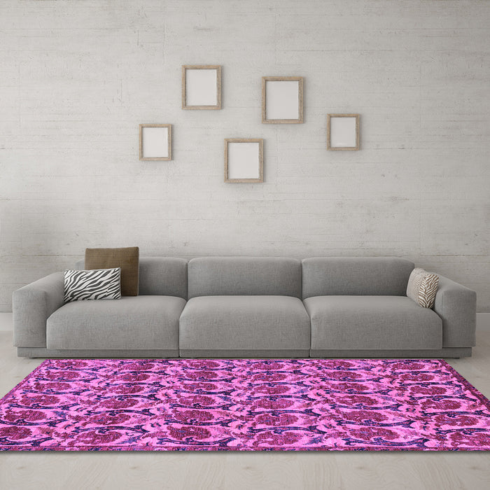 Machine Washable Abstract Purple Modern Area Rugs in a Living Room, wshabs152pur