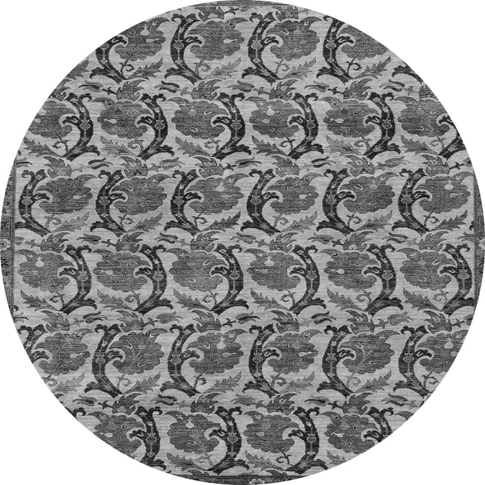 Round Machine Washable Abstract Gray Modern Rug, wshabs152gry
