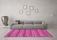 Machine Washable Abstract Pink Modern Rug, wshabs152pnk