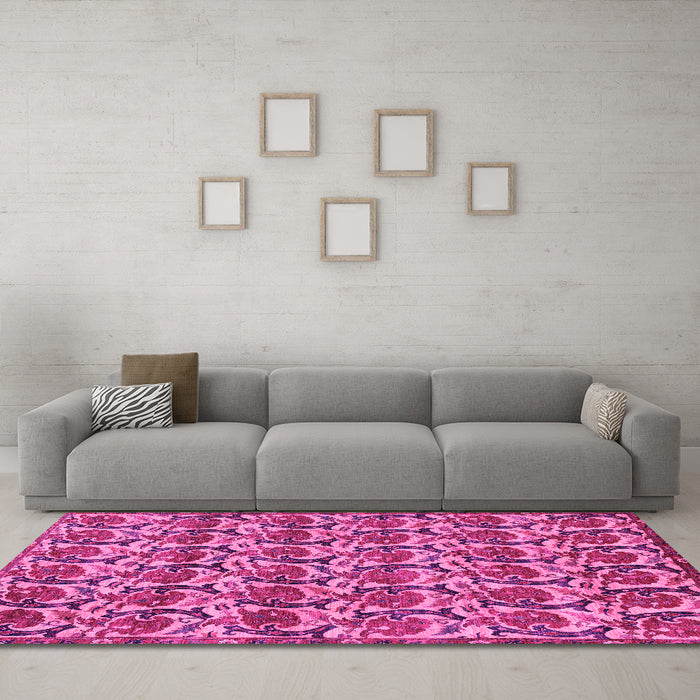 Machine Washable Abstract Pink Modern Rug in a Living Room, wshabs152pnk