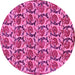 Round Machine Washable Abstract Pink Modern Rug, wshabs152pnk