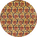 Round Machine Washable Abstract Fire Brick Red Rug, wshabs152