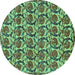 Round Abstract Turquoise Modern Rug, abs152turq