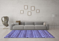 Machine Washable Abstract Blue Modern Rug, wshabs152blu