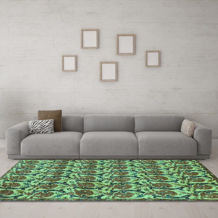 Machine Washable Abstract Turquoise Modern Area Rugs in a Living Room,, wshabs152turq