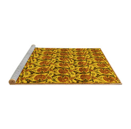 Sideview of Machine Washable Abstract Yellow Modern Rug, wshabs152yw