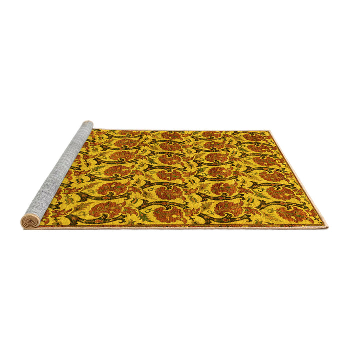 Sideview of Machine Washable Abstract Yellow Modern Rug, wshabs152yw