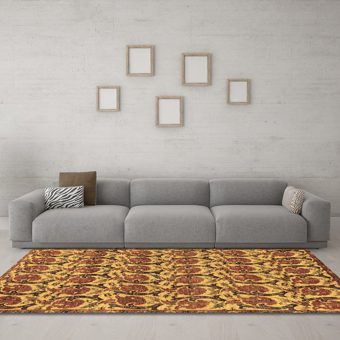 Machine Washable Abstract Brown Modern Rug in a Living Room,, wshabs152brn