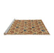 Sideview of Machine Washable Abstract Brown Red Rug, wshabs153