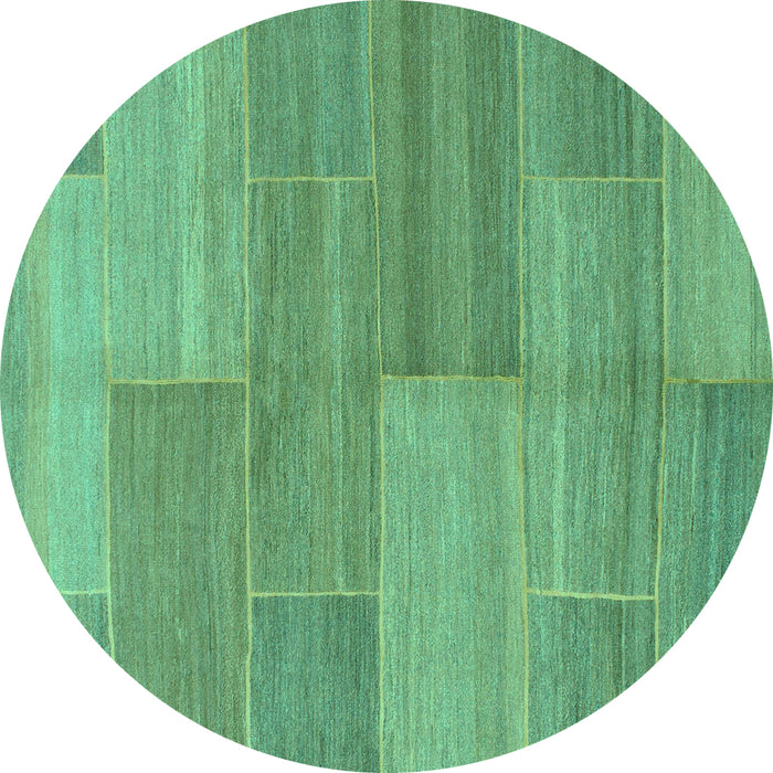 Round Abstract Turquoise Modern Rug, abs1530turq