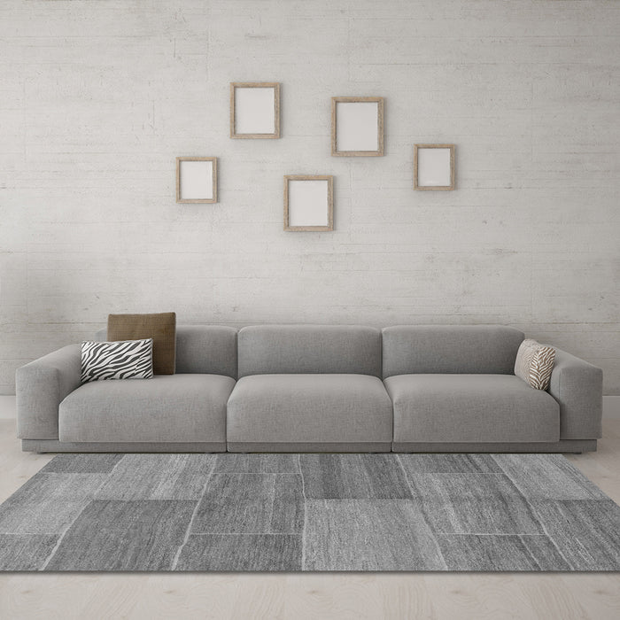 Machine Washable Abstract Gray Modern Rug in a Living Room,, wshabs1530gry