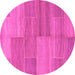 Round Machine Washable Abstract Pink Modern Rug, wshabs1530pnk