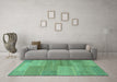 Machine Washable Abstract Turquoise Modern Area Rugs in a Living Room,, wshabs1530turq