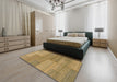 Abstract Gold Modern Rug in a Bedroom, abs1530