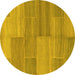 Round Abstract Yellow Modern Rug, abs1530yw