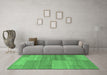 Machine Washable Abstract Emerald Green Modern Area Rugs in a Living Room,, wshabs1530emgrn