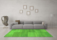 Machine Washable Abstract Green Modern Rug, wshabs1530grn