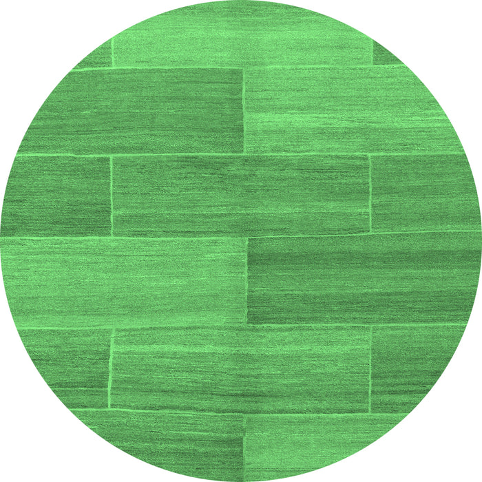 Round Abstract Emerald Green Modern Rug, abs1530emgrn