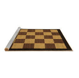 Sideview of Machine Washable Checkered Brown Modern Rug, wshabs1531brn