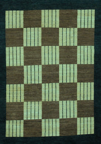 Checkered Light Blue Modern Rug, abs1531lblu