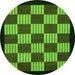 Round Machine Washable Checkered Green Modern Area Rugs, wshabs1531grn