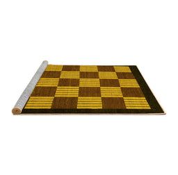 Sideview of Machine Washable Checkered Yellow Modern Rug, wshabs1531yw